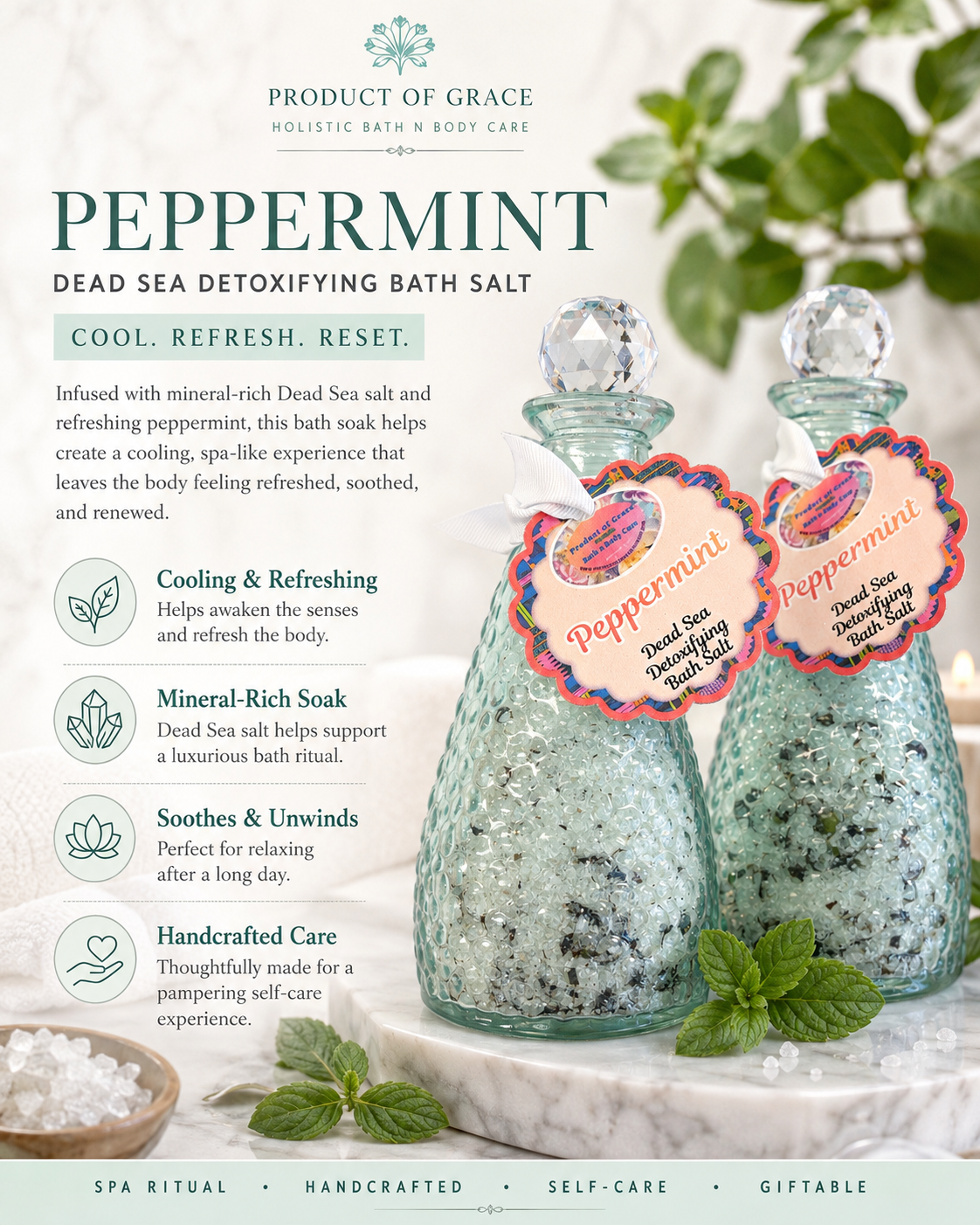 Peppermint Dead Sea Detoxifying Bath Salt
