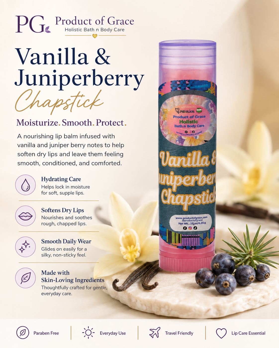 Vanilla & Juniper Berry Chapstick