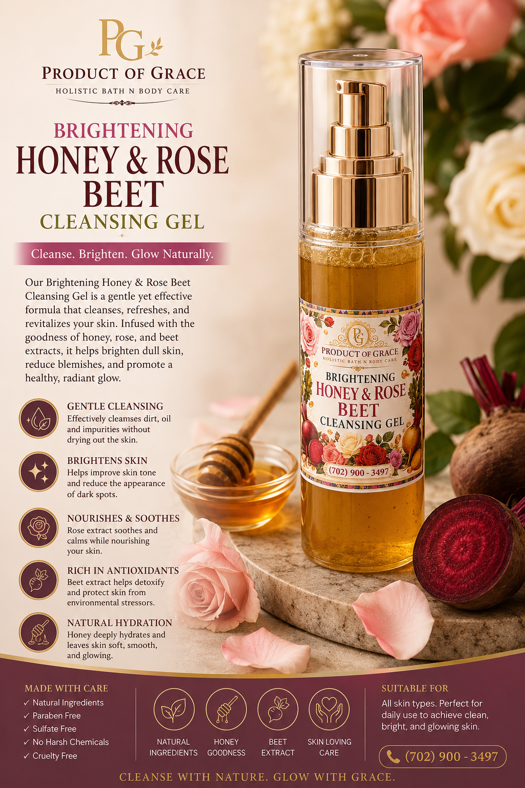 Brightening Honey & Rose Beet Cleansing Gel
