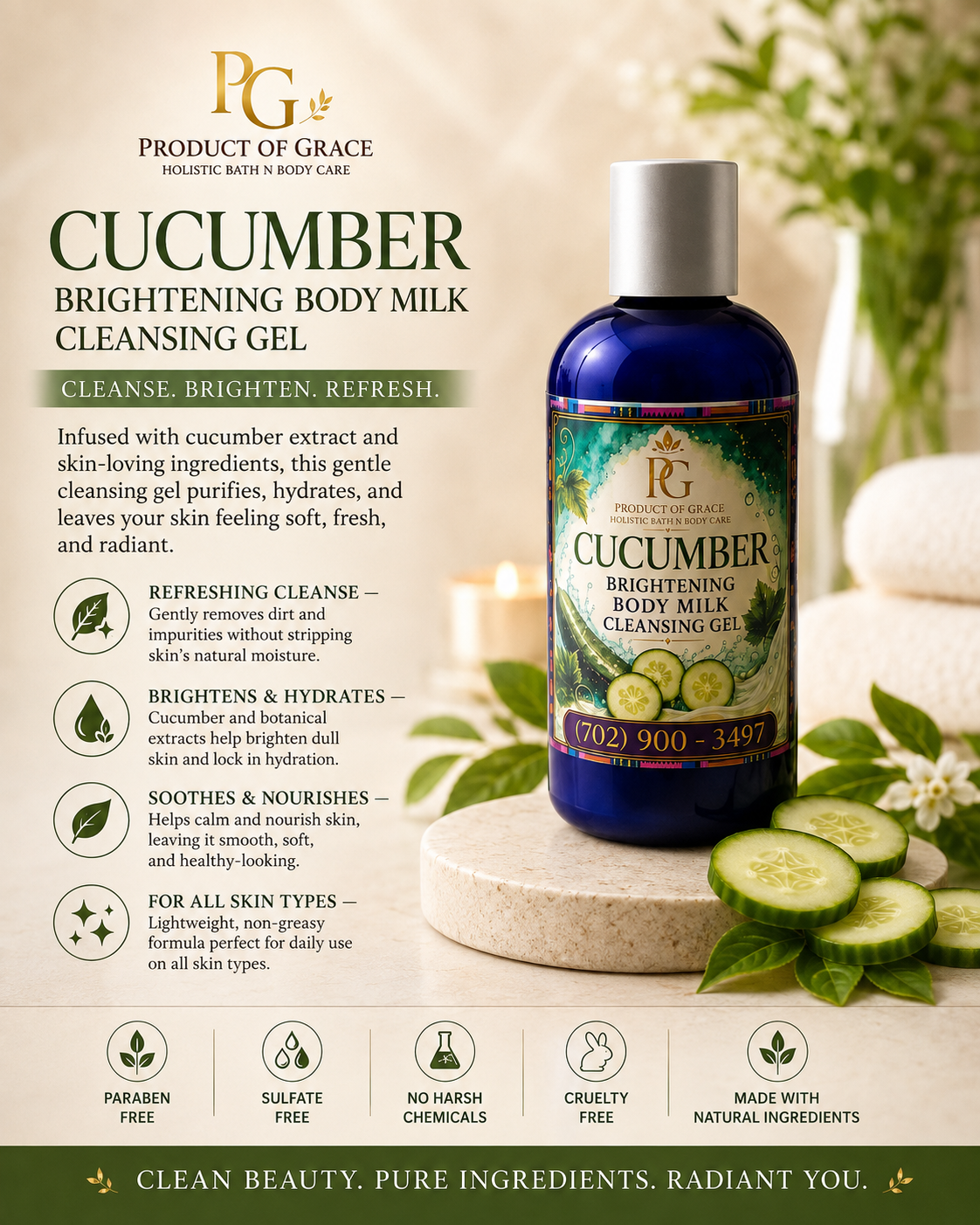Cucumber Brightening Body Cleansing Gel
