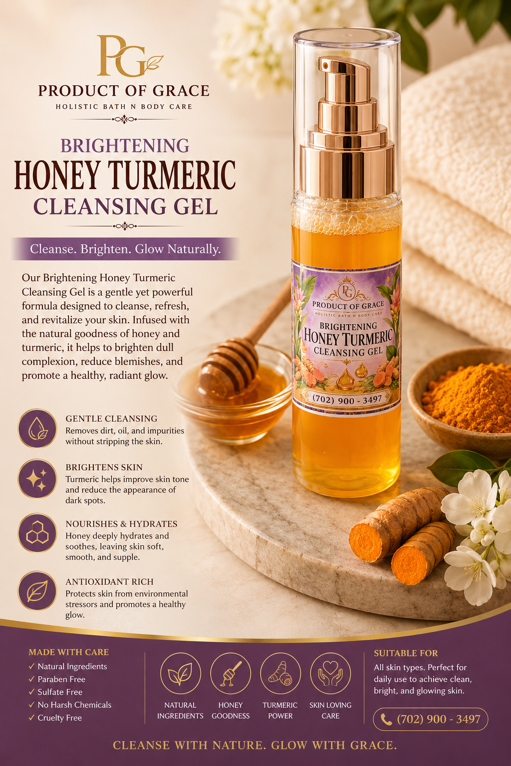 Brightening Honey Turmeric Cleansing Gel