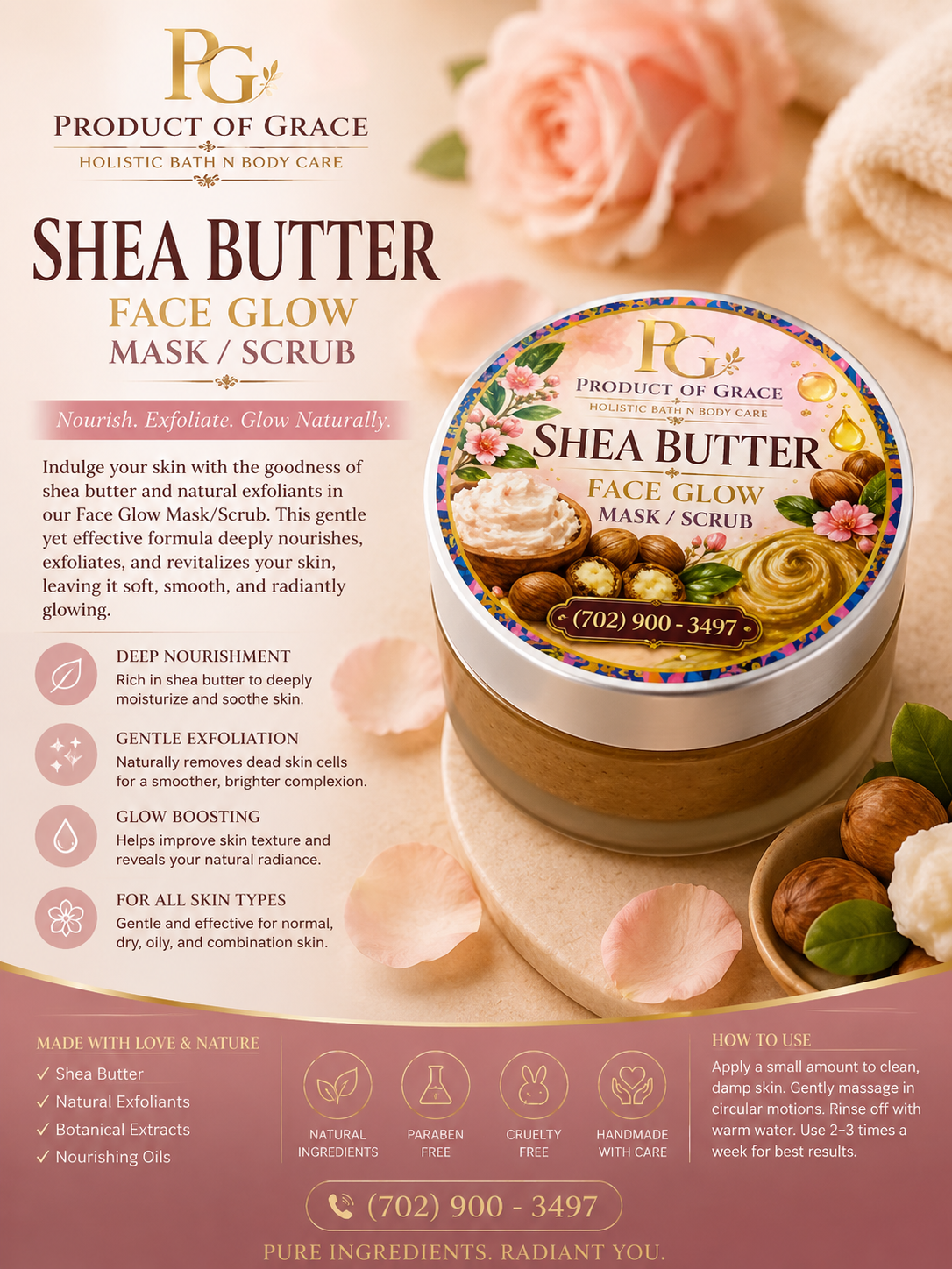 Shea Butter Face Glow Mask/Scrub